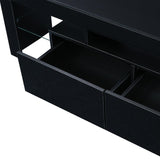 ZUN Modern Black TV Stand, 20 Colors LED TV Stand w/Remote Control Lights 95007523