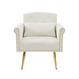 OFF WHITE velvet armchair with metal legs W58861172