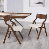 ZUN Upholstered folding Dining chair, space saving, easy to carry, Dining Room, 2-Pack-Walnut 50026736