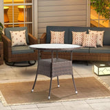 31.5" Patio Table for 4-Person, Outdoor Patio Wicker Round Table, All-Weather Rattan Bistro 50420156