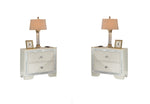 ZUN Classic Luxury Look Cream 1pc Nightstand Wooden Bedside Table 2x Drawers w Mirror Glass Panel B011P182673