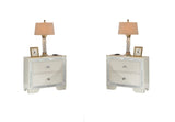 Classic Luxury Look Cream 1pc Nightstand Wooden Bedside Table 2x Drawers w Mirror Glass Panel B011P182673