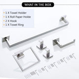 ZUN 5 Pieces Bathroom Hardware Accessories Set Towel Bar Set Wall Mounted,Stainless Steel W121963549