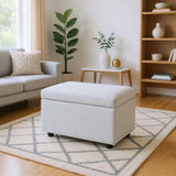 Light Gray Linen-Textured Storage Ottoman with Rubber Feet 634343cm Bench for Entryway, Bedroom 14436871