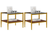 Set of 2 Rectangle End Table, Tempered Glass Tabletop with MDF layer, Modern Table for Living Room , W241P184252