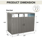 Garbage Bin Shed Stores 2 Trash Cans Metal Outdoor Bin Shed for Garbage Storage,Stainless Galvanized W540133888