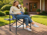 26" Tall Directors Chair with Footrest, 4Portable Bar Height Folding Camping Chair with Built-in Cup 77842307