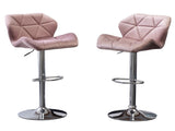 Breni Velvet Diamond Tufted Swivel Adjustable Height Barstool, Set of 2, Mauve T2574P164872