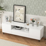 High Gloss Panel Modern TV Console, TV Stand, Entertainment Center with Storage Shelves,TV Cabinet W409P195094