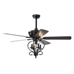 ZUN 52 inch 4 Lights Ceiling Fan with 5 Wood Blades, Two-color fan blade, AC Motor, Remote Control, W1592P162681