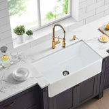 ZUN 30 x 20 inch ceramic Farmhouse Apron-Front Kitchen Sink Single Bowl White JY285R