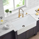 ZUN Inch White Farmhouse Sink Deep Apron Sink Undermount Farmhouse Kitchen Sink Single Farm Sink W127266254