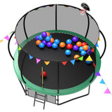 12FT Kids Trampoline with Safety Enclosure Net & Ladder and flag parts ,Outdoor W1163P234179