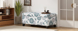 Luxury Storage Ottoman with Floral Patterned Fabric, Soft-Close Hinges, Multi-Functional Footrest & N767P257582F