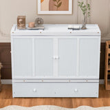 Queen Size Murphy Bed with USB Port and a Large Drawer, White N708P205905K