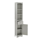 ZUN Tall Bathroom Cabinet, Freestanding Storage Cabinet with Drawer, MDF Board, Adjustable Shelf, Grey 54569192