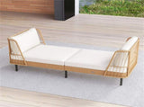 2-Seat Outdoor PE Wicker Daybed, Dual-Function Backrest Armrest Patio Loveseat 54417410