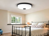 10.83" 2-Pack Flush Mount LED Ceiling Light, Black, 15W Dimmable with Remote Control, Metal Base & W6558P574532