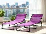 Purple Set of 2 Folding Chaise Lounge Chairs Sun Tanning Chairs for Beach Camping Outdoor 03963430