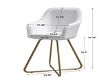 White PU Leather Vanity Chair with Gold Metal Frame, Vanity Chair with Back, Armchair for Living 16886191