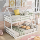 Twin over Full House Bunk Bed with Built-in Ladder,White WF287558AAK