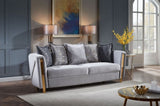 Chanelle Thick Velvet Fabric Upholstered Sofa Made With Wood in Gray B009P153973