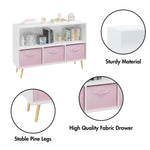 ZUN Kids bookcase with Collapsible Fabric Drawers, Children's Book Display, Toy Storage Cabinet 00040385