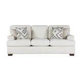 ZUN Modern Elegance Comfort Sofa Cream Chenille Fabric Upholstery Decorative Pillows Solid Wood Living B011P256682