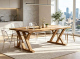 63" Farmhouse Dining Table Wood Kitchen Table for 4 to 6 People 99259488