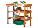 Outdoor Garden Potting Bench Table, Wooden Horticulture Planting Worstation with Metal Tabletop, 2 57354532