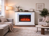 40-Inch Electric Fireplace with Mantel and LED Strip, Fireplace TV Stand for 55" TVs, Adjustable 43233760
