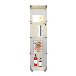 ZUN LED lights Glass Display Cabinet 4 Shelves with Door, Floor Standing Curio Bookshelf for Living Room W1806P146447