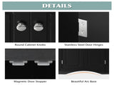 Black Triangle Bathroom Storage Cabinet with Adjustable Shelves, Freestanding Floor Cabinet for Home 62126568