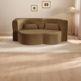Modern Floor Sofa with 2 Pillows,Convertible Plush Corduroy Foam-Filled Sleeper Sofa Bed,15" Full 35264797
