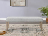 Zelalle Upholstered Bench, Light Gray Fabric with Rubberwood Legs T2574P507059