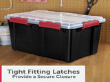 (2 pack) 13.5 Gallon WaterProof Plastic Storage Bin with Lid, Gasket Seal and Durable Latches, Black 25621440