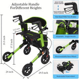 Rollator Walker for Seniors, Lightweight Foldable All Terrain Rolling Walker with seat, Aluminum T3815P363146