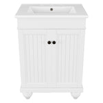 ZUN 24" White Modern Sleek Bathroom Vanity Elegant Ceramic Sink with Solid Wood Frame, Adjustable Shelf N725P189821K