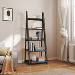 ZUN 5-Tier Shelves,Bookshelf, Storage Rack, Bookcase with Rubber Wood Frame, Ladder Shelf for Living W2582P195345