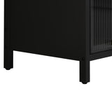 Modern Three-tier Glass Door Cabinet with Featuring Four-tier Storage, for Entryway Living Room W757P241564
