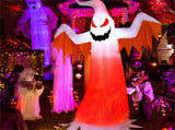 8FT Halloween Inflatable White Ghost - Rotatable Colorful LED Flame Lights, 190T Waterproof 76642105