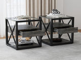 Set of 2 Modern End Table with Drawer - Nightstand for Bedroom Living Room, Rustic Wood Grain MDF W241P246927