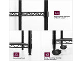 5-Tier Wire Storage Shelves,1250 Lbs Loading Capacity,29.92" W x 13.98" D x 61.02" H,Black 02064413