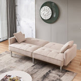 ZUN 84.6” Extra Long Futon Adjustable Sofa Bed, Modern Tufted Fabric Folding Daybed Guest Bed, B082111415