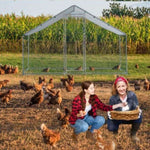 ZUN 6.5 x 10 ft Large Metal Chicken Coop, Walk-in Poultry Cage Chicken Hen Run House with Waterproof 45917111