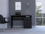 ZUN Black Wengue 3-Drawer 1-Shelf Computer Desk B06280257