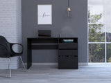 Black Wengue 3-Drawer 1-Shelf Computer Desk B06280257