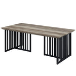 ZUN Antique Oak and Black Coffee Table with Metal Base B062P209139