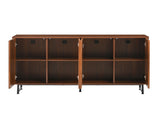 Mid-Century Modern Walnut Sideboard Buffet Cabinet, 59*16*33 inches Geometric Carved Storage Cabinet W3867P373415
