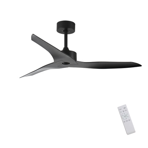 ZUN 52" Outdoor black Ceiling Fan Without Light with Remote Control ,3 ABS Blades Farmhouse Ceiling Fan W2352P204463